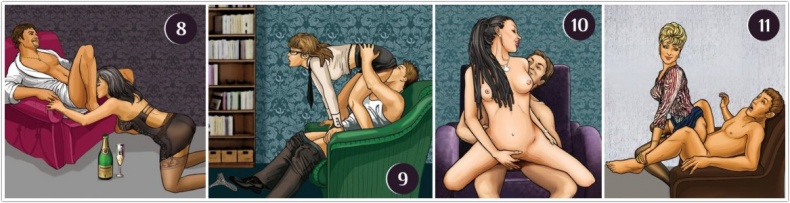 Иллюстрация к книге — Секс-каталог «Забавы в гостиной». Для тех, кому тесно в спальне. 60 разнообразных поз для стола, стула, дивана и кресла [i_061.jpg]