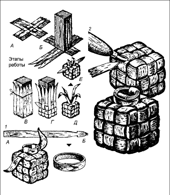 Иллюстрация к книге — Плетение: береста, соломка, тростник, лоза и другие материалы [i_048.jpg]
